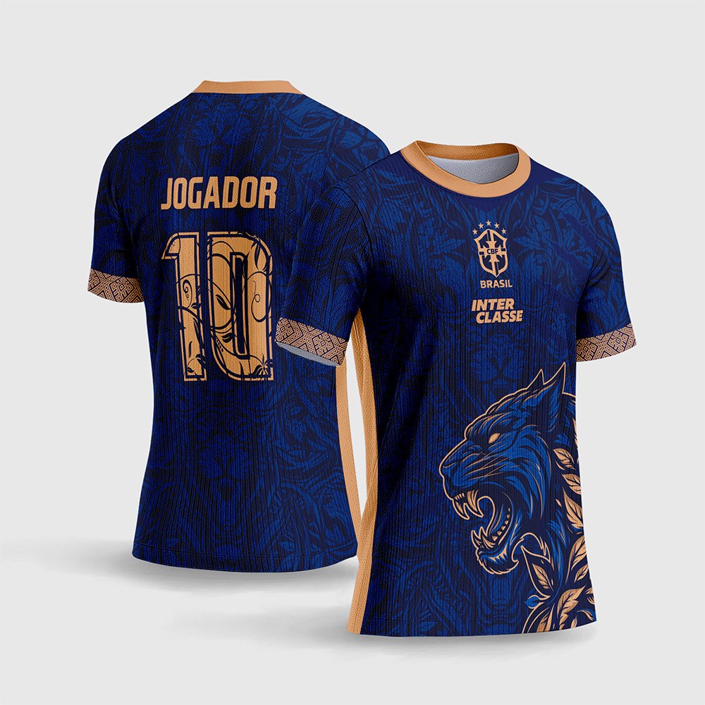 Arte Vetor Camisa Interclasse Pantera Negra Azul com Dourado 2026