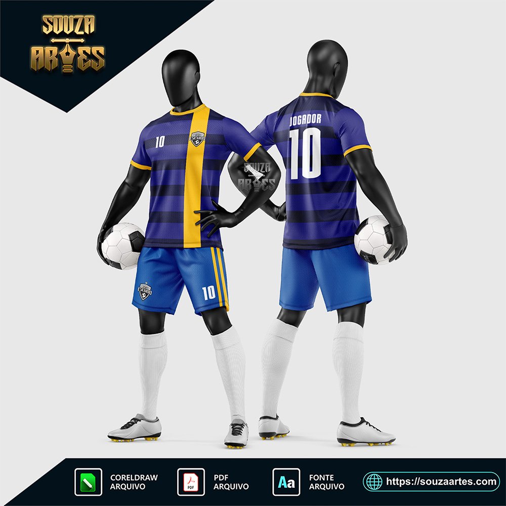 Arte Vetor Estampa Uniforme de Time de Futebol Amador 2026