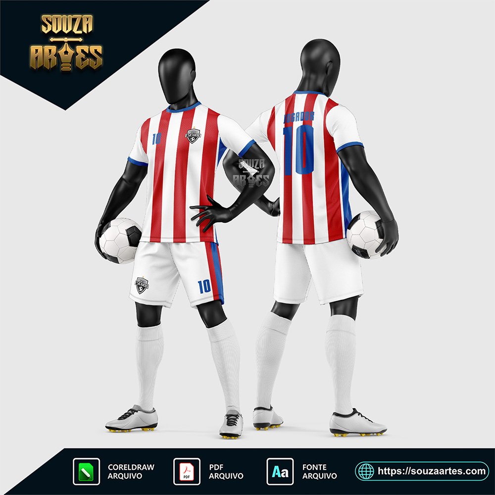 Arte Vetor Estampa Uniforme de Time de Futebol Amador 2026