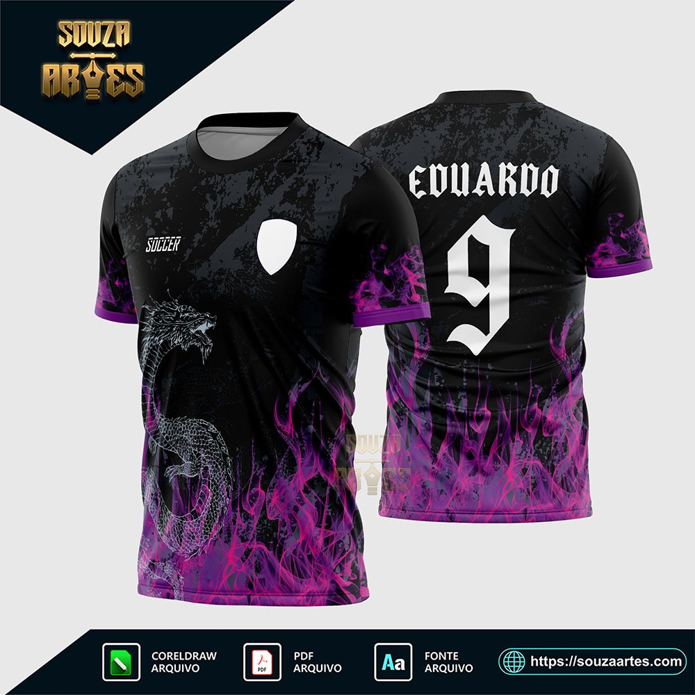 Arte Vetor Camisa InterClasse Dragão Fogo Rosa