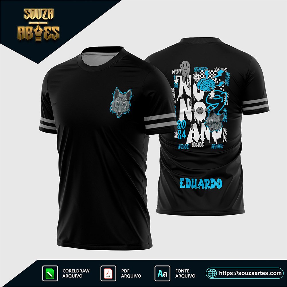 Arte Vetor Camisa Nono Ano 2025 - Lobo Azul Grafite
