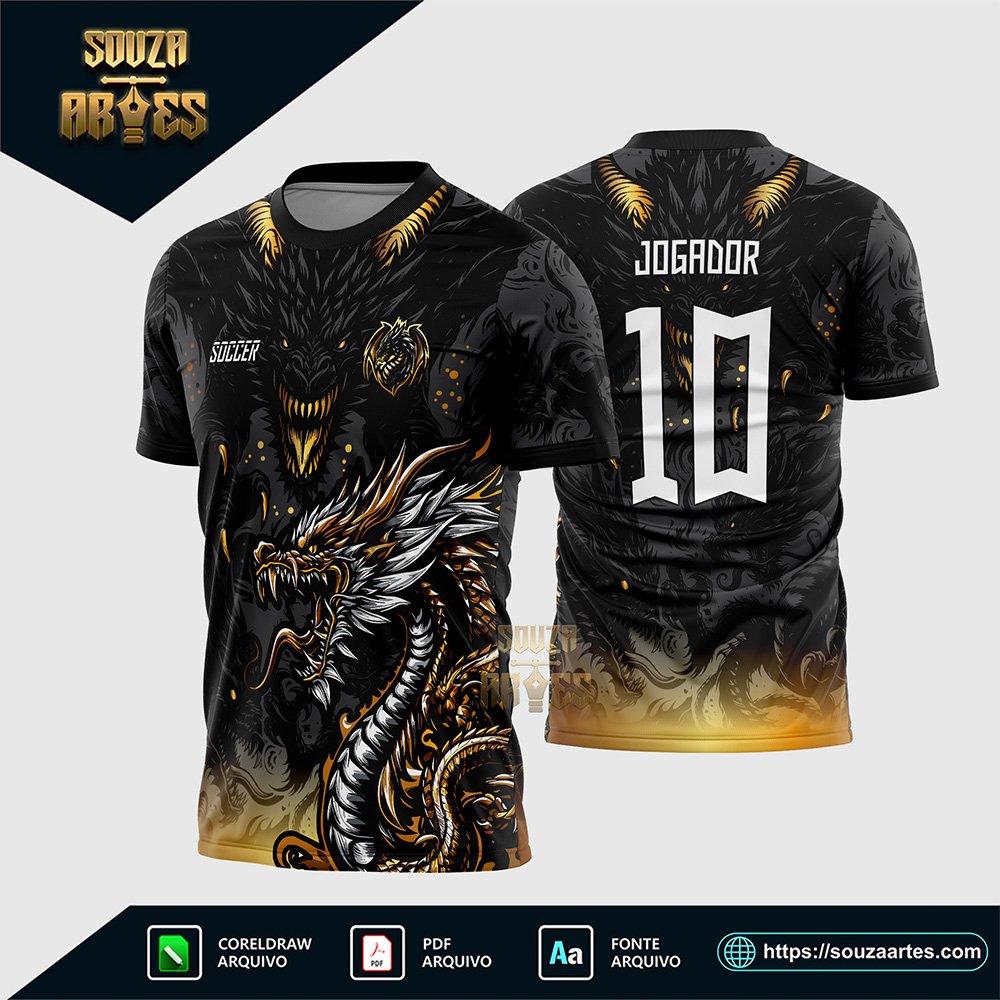 Arte Vetor Camisa de Interclasse Dragão Negro 2025