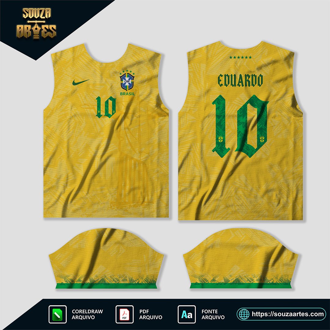 Arte Vetor Camisa Brasil Conceito Cristo Redentor