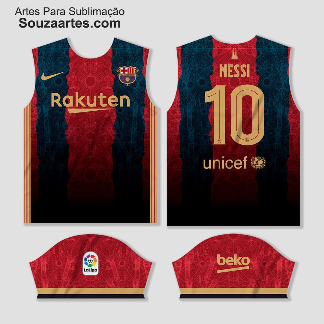 Arte Vetor Camisa Barcelona Conceito 2021