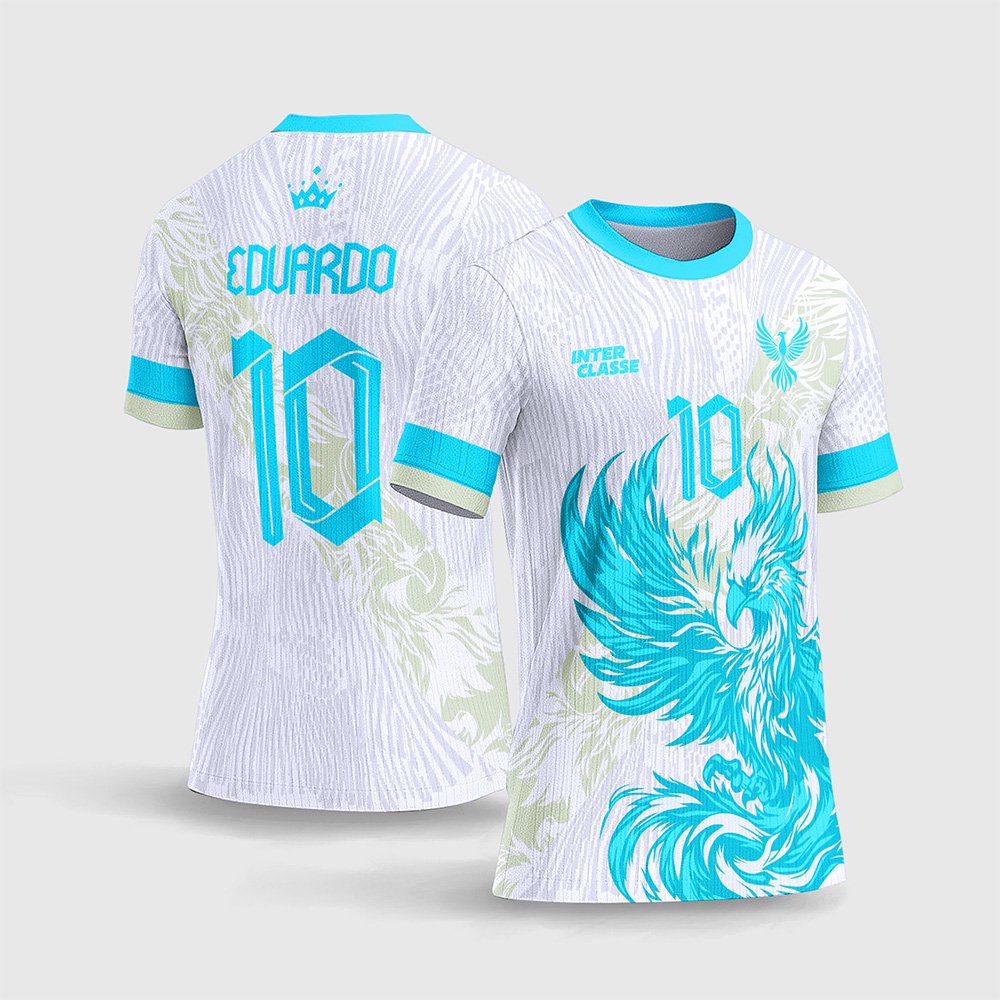 Arte Vetor Camisa Interclasse Fênix Azul Degradê Bege 2026