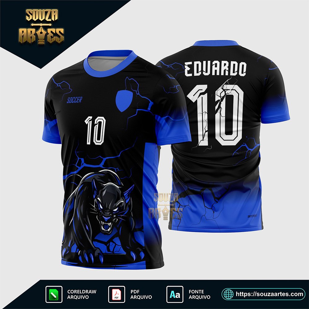 Arte Vetor Camisa Interclasse Pantera Raios Azul