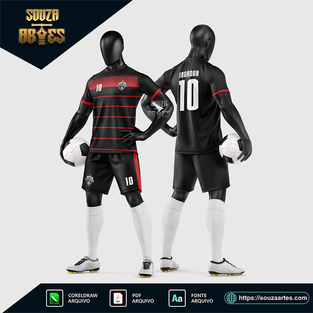 Arte Vetor Estampa Uniforme de Time de Futebol Amador 2026