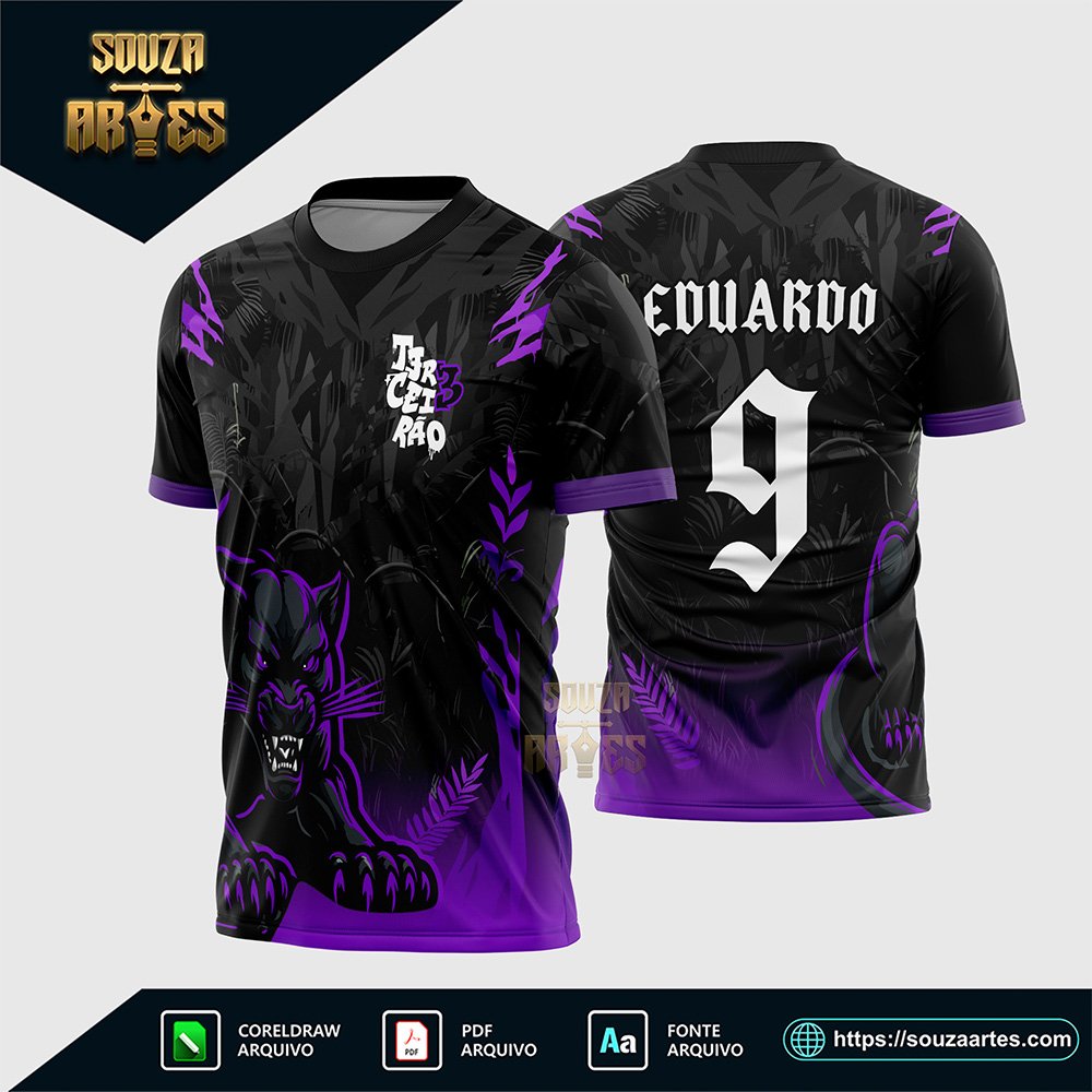 Arte Camisa Terceirão Pantera Negra Preta e Rosa