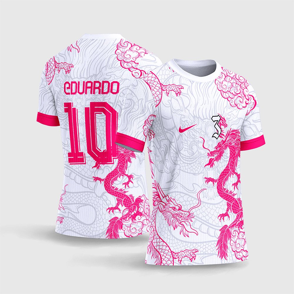 Arte Vetor Camisa Para InterClasse Dragão Branco e Rosa