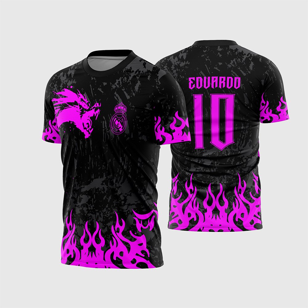 Arte Vetor Camisa Para InterClasse Real Madrid Pincel Dragão Rosa