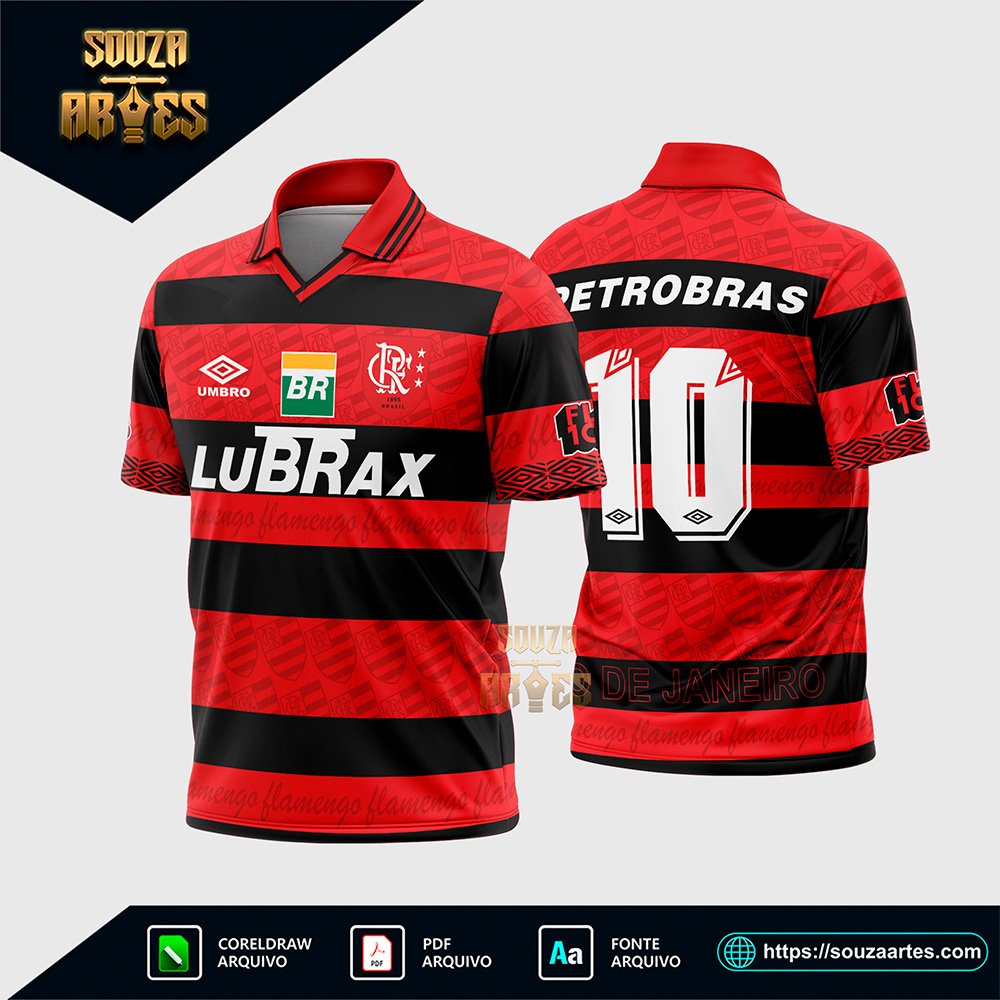 Arte Vetor Estampa Camisa Flamengo Titular 1995 - 1996