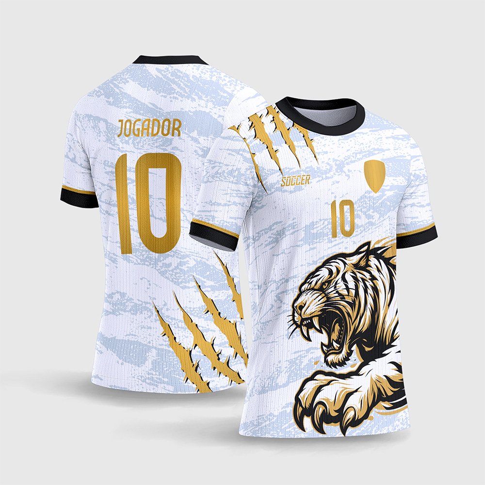 Arte Vetor Camisa Interclasse Tigre Branco com Amarelo 2026