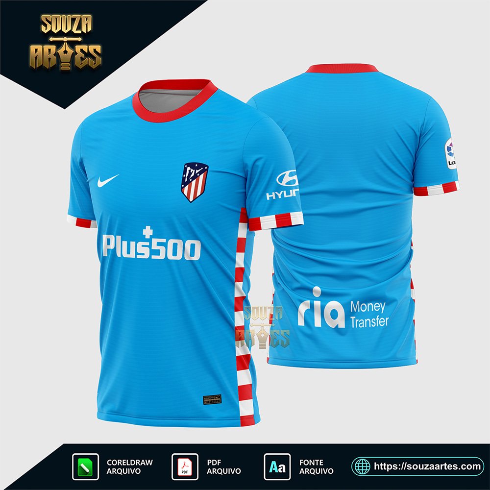 Arte Vetor Camisa Atletico Madrid Terceira 2021-2022