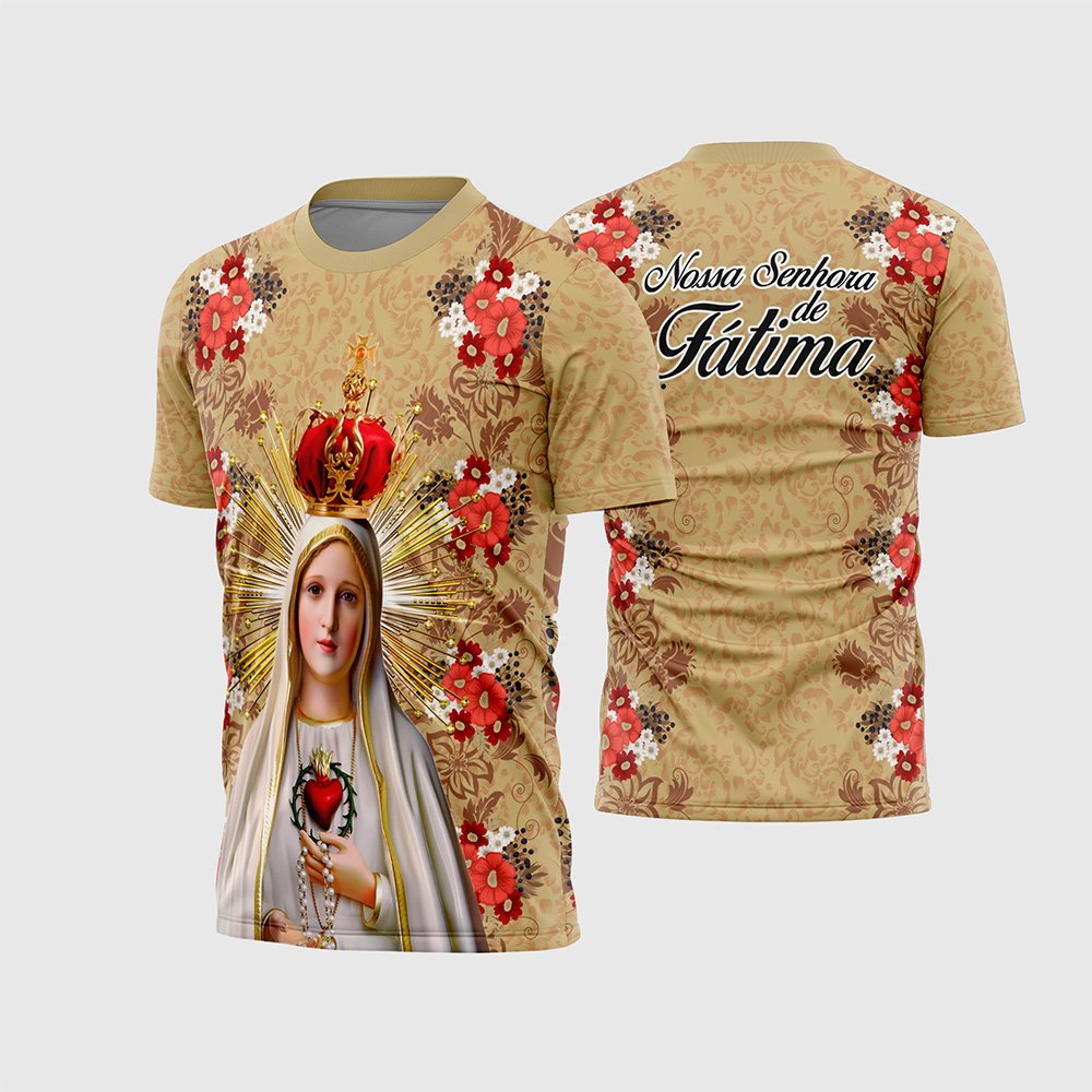 Arte Camisa Devocional Nossa Senhora de Fátima - Modelo 02