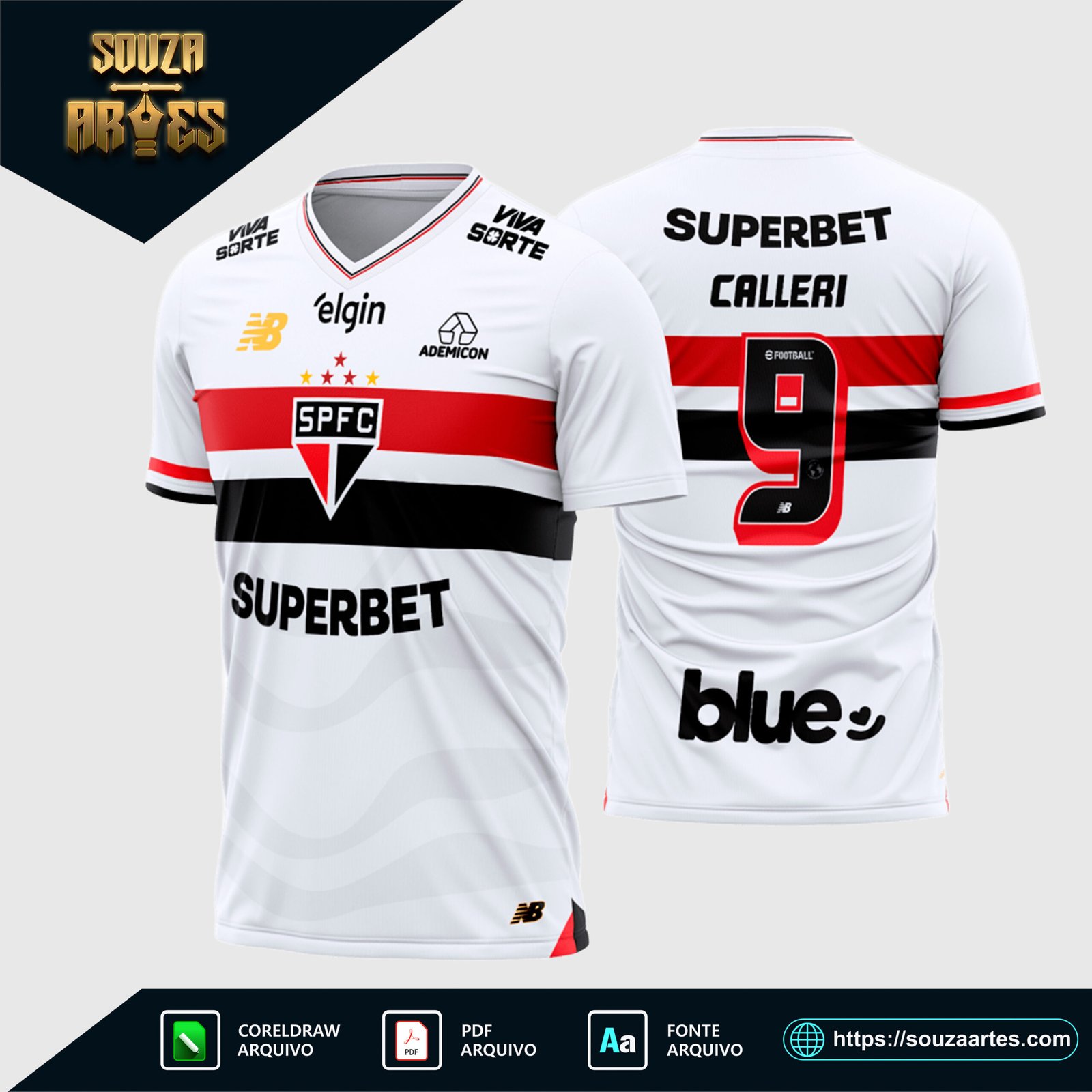 Arte Vetor Camisa São Paulo Titular 2025-2026
