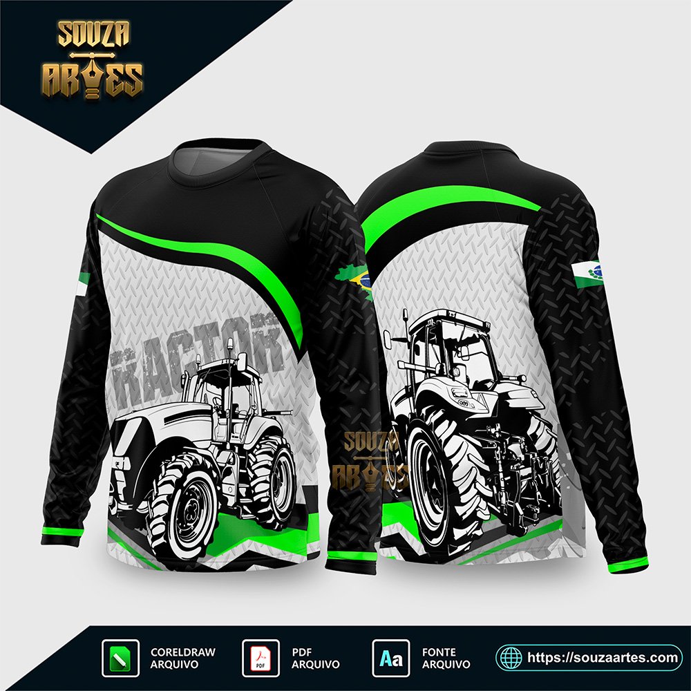 Arte Vetor Camisa AGRO - Trator Preto e Verde 2026