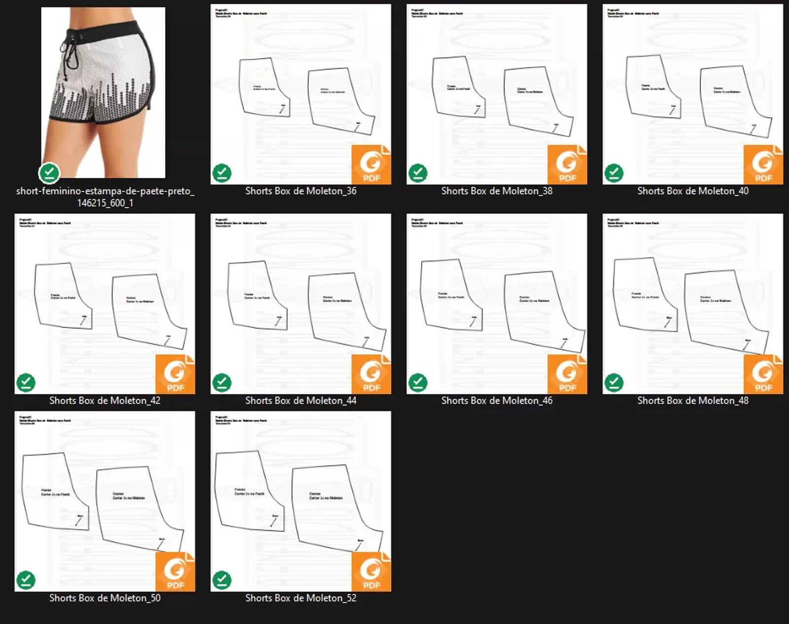 Molde de Costura Para Imprimir Camiseta - 80 - Shorts Box de Moleton