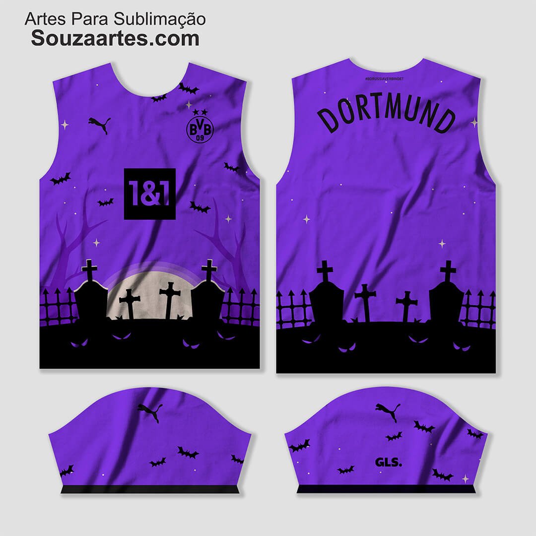 Arte Vetor Camisa Borussia Dortmound Halloween Conceito 2023