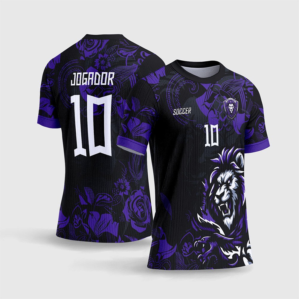 Arte Vetor Camisa de Interclasse Leão Roxo Floral 2026 - 2027