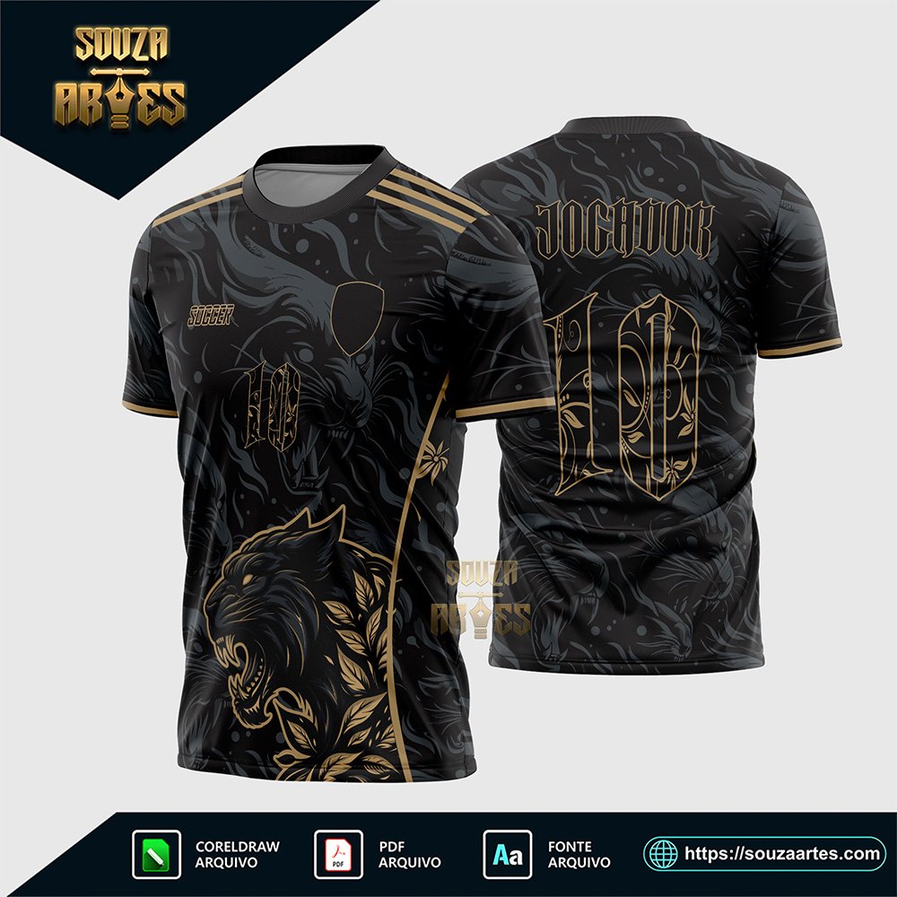 Arte Camisa Interclasse Pantera Negra com Dourado 2025