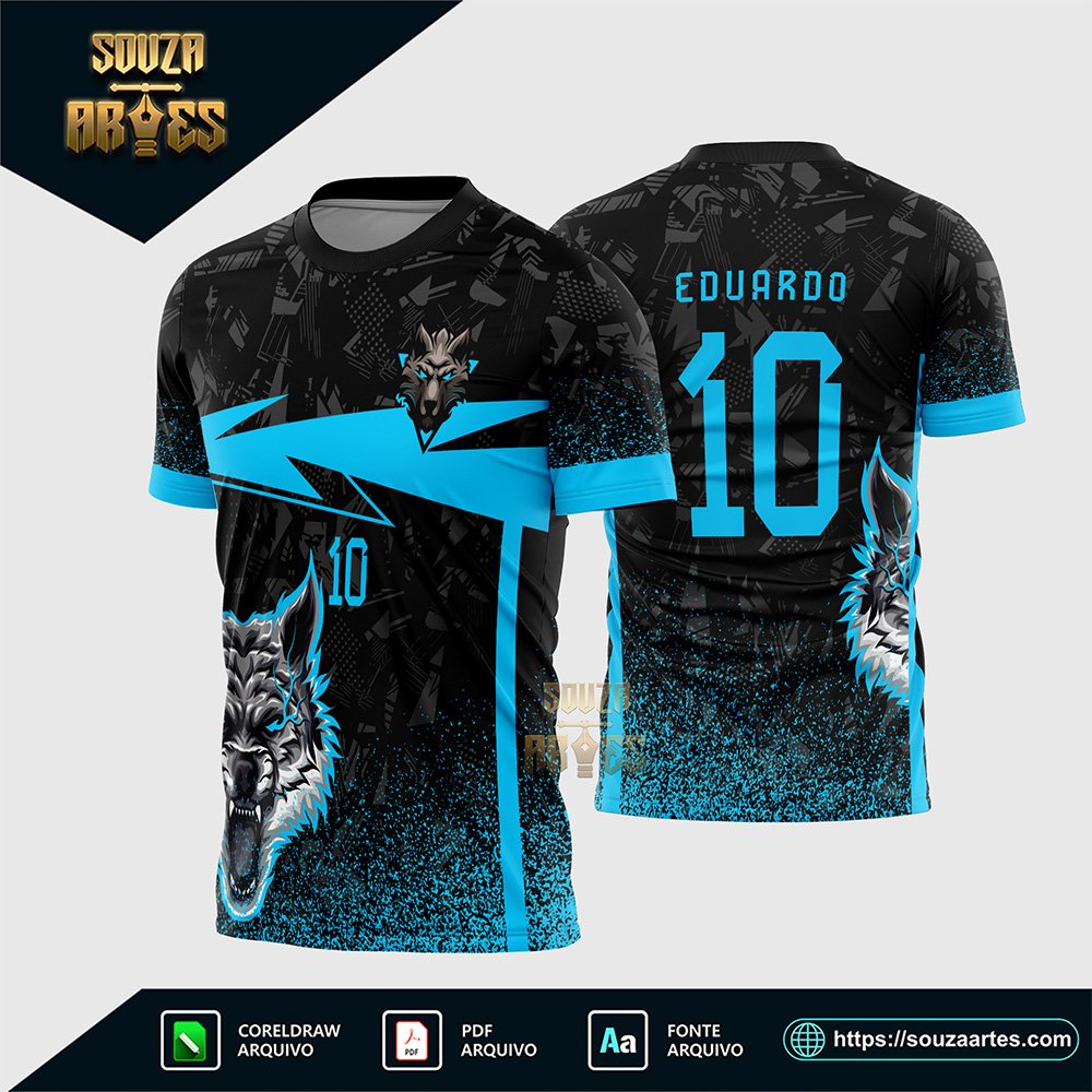 Teamplate Camisa Interclasse Lobo Azul Arte Vetor 2026