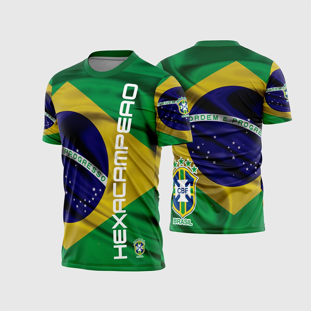 Arte Vetor Camisa Conceito Seleção Brasileira Hexa Campeão