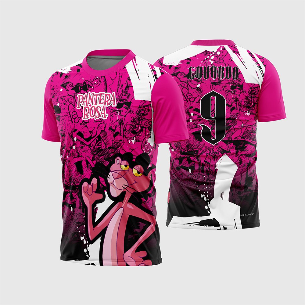 Arte Template Camisa Interclasse Pantera cor de Rosa