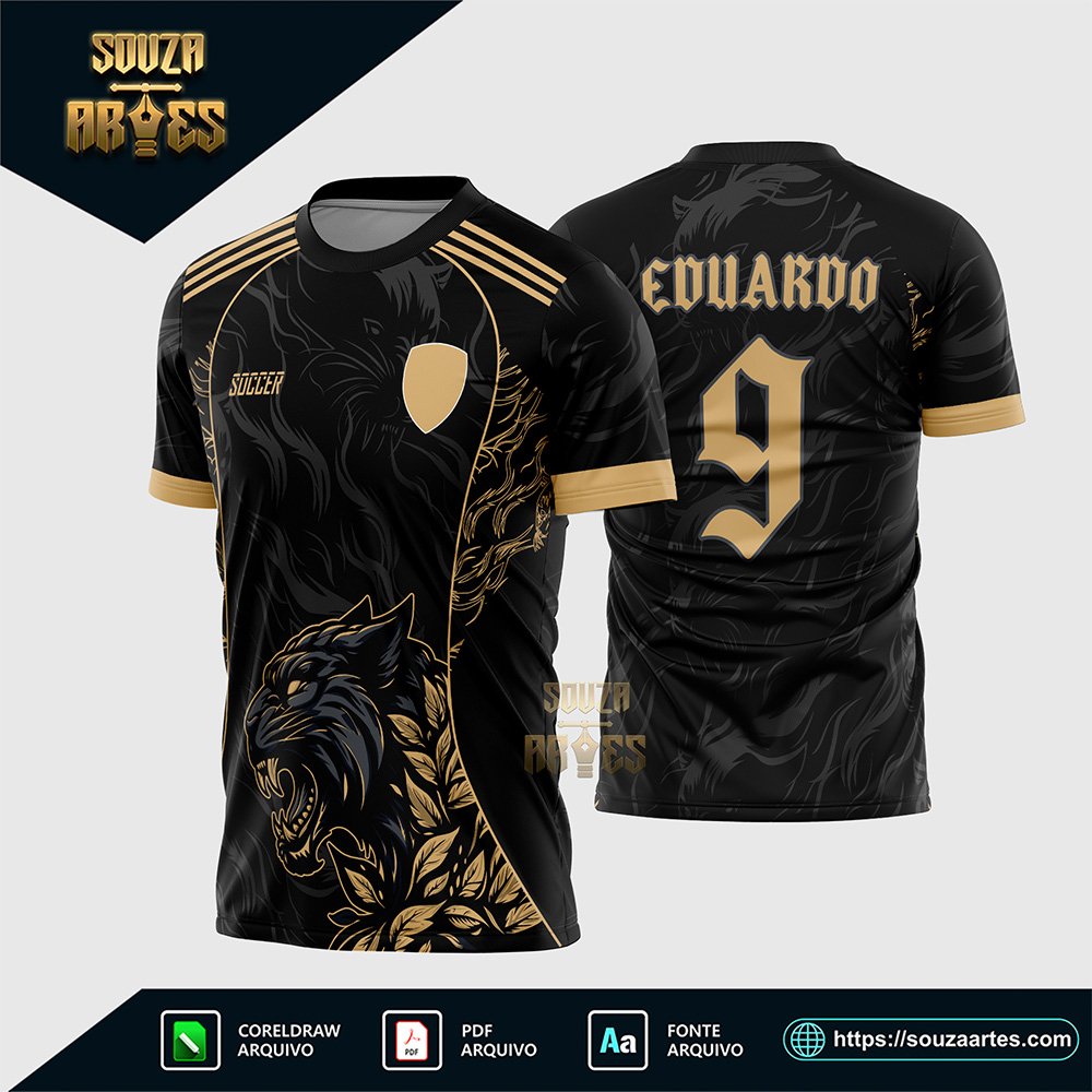 Arte Camisa Interclasse Pantera Negra Dourado