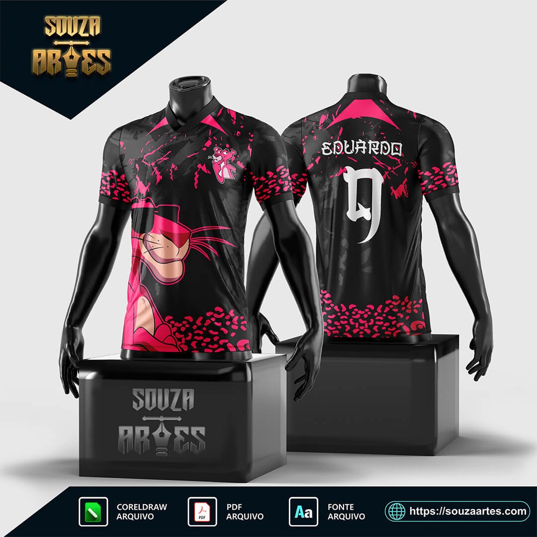 Arte Vetor Camisa Pantera Cor de Rosa Interclasse