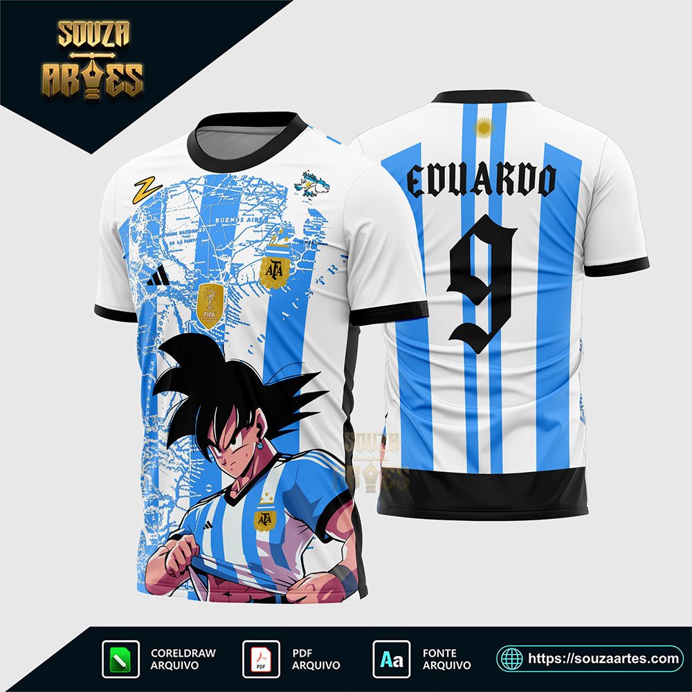 Arte Vetor Camisa Interclasse Argentina Goku Dragon ball