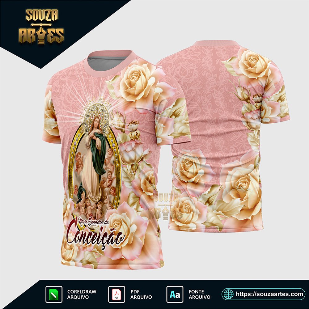 Arte Vetor Camisa Religião - Nossa Senhora Imaculada Conceição - Modelo 02