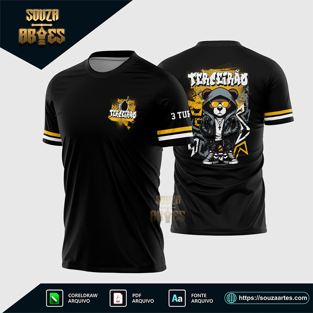 Arte Vetor Camisa Terceirão Urso Amarelo Jaqueta