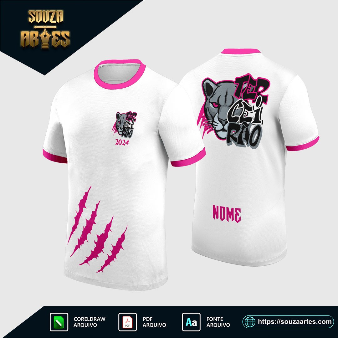 Arte Vetor Camisa Terceirão 2025 - Pantera Rosa e Branca