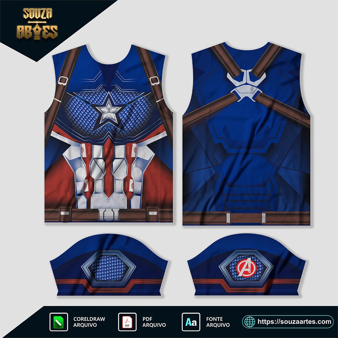 Arte Vetor Camisa Capitão America - Avengers