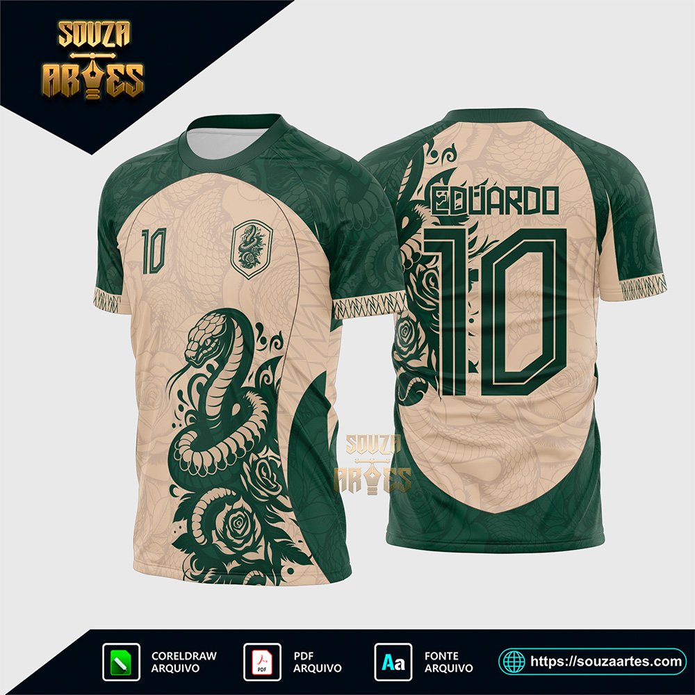 Arte Vetor Camisa Serpente Verde Interclasse 2025