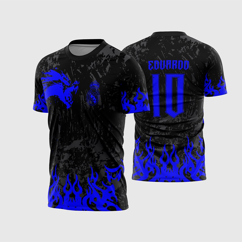 Arte Vetor Camisa Para InterClasse Real Madrid Pincel Dragão Azul