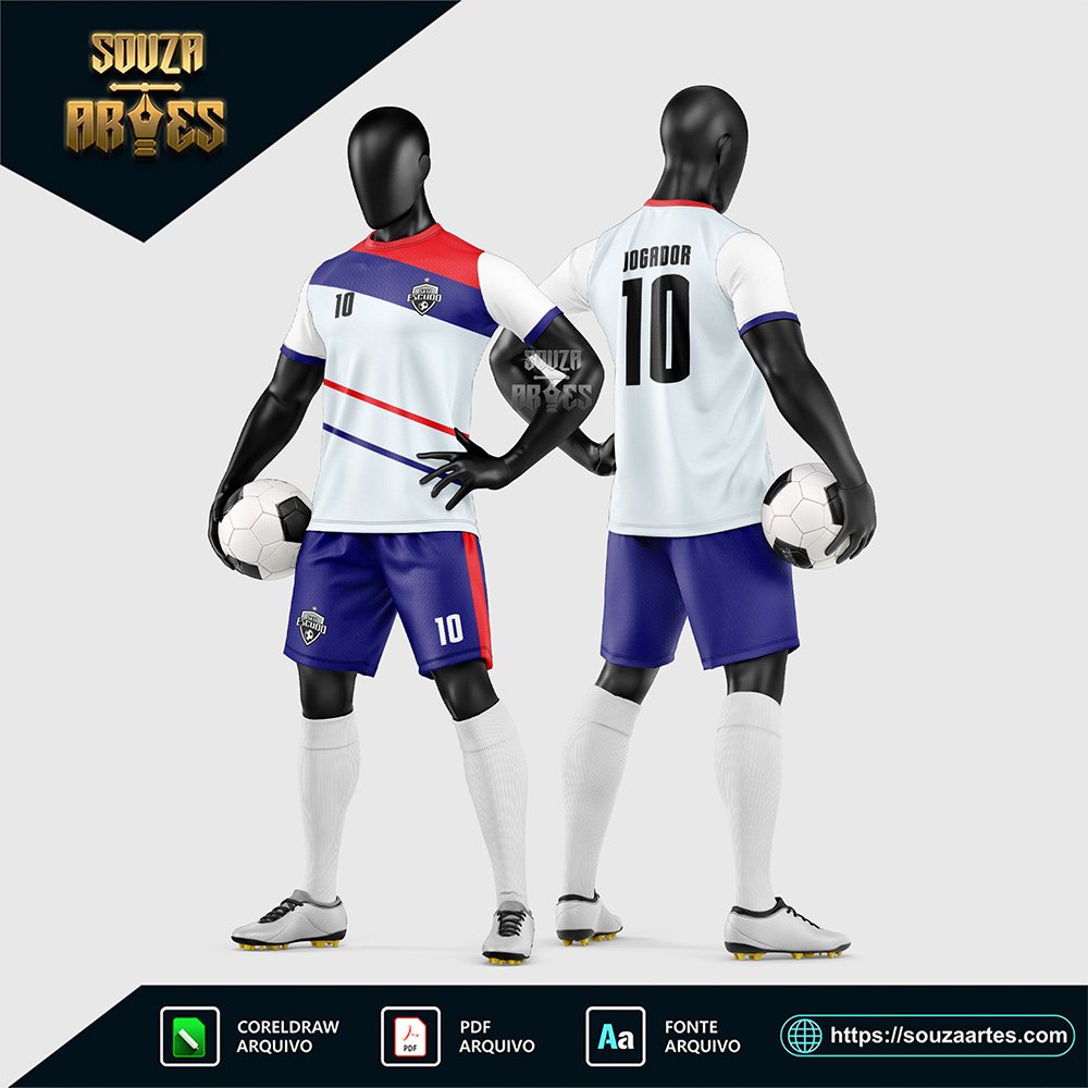 Arte Vetor Estampa Uniforme de Time de Futebol Amador 2026