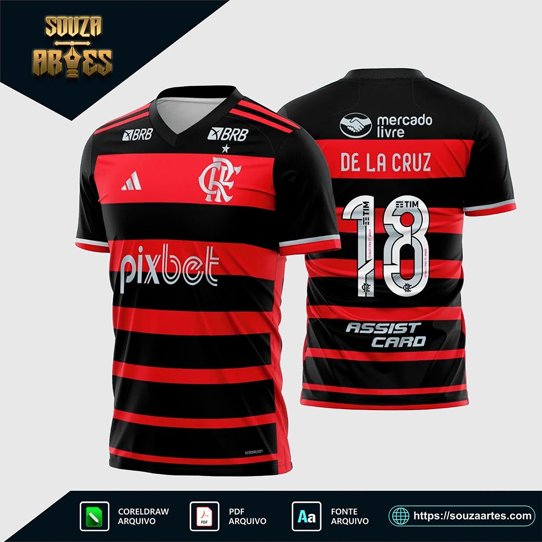 Arte Vetor Camisa Flamengo Titular 2024 - 2025