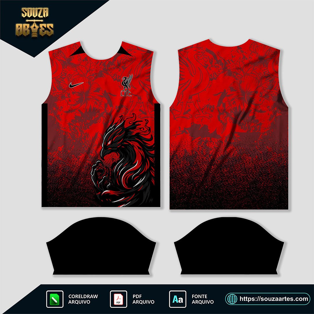 Arte Vetor Camisa Liverpool Conceito Fenix Vermelho