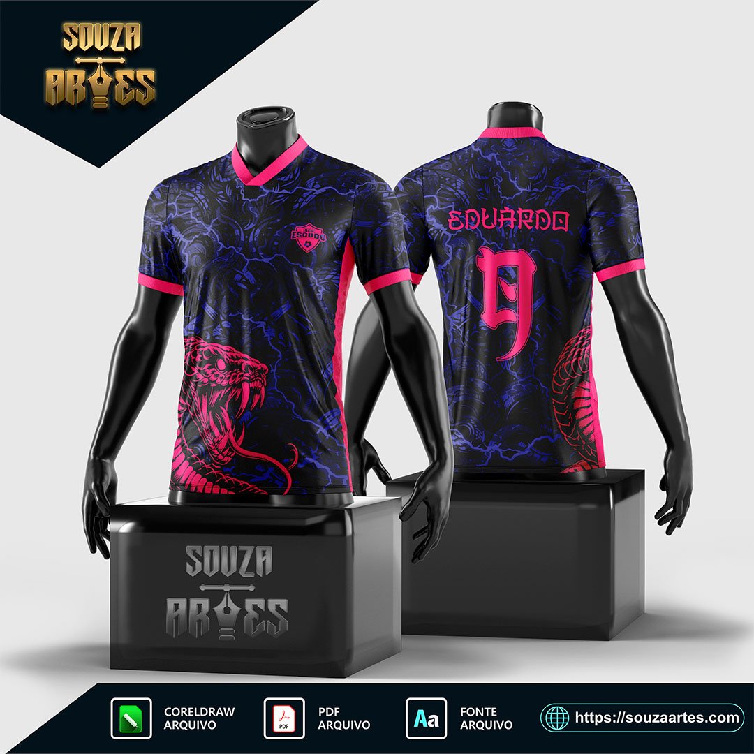 Arte Vetor Camisa Interclasse Serpente Roxa 2024 - 2025