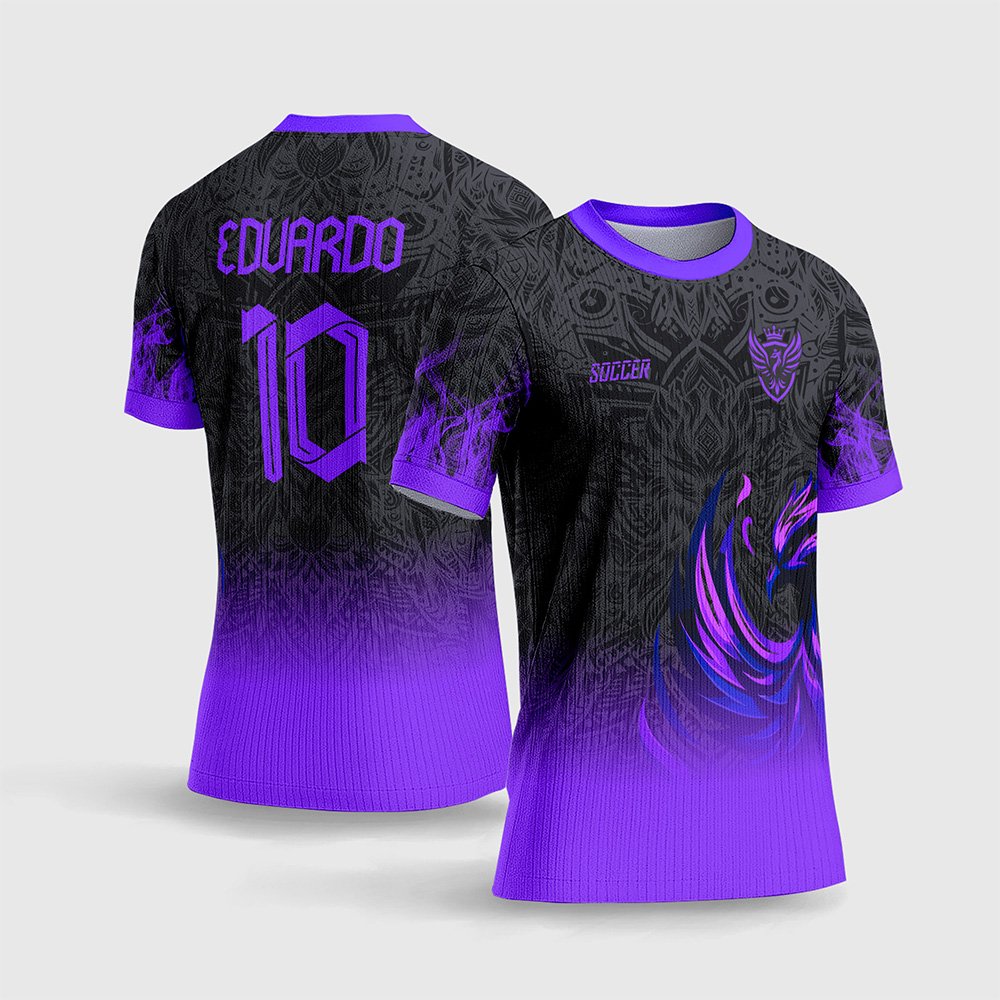 Arte Vetor Camisa Interclasse 2026 Fênix Roxa Degradê Mosaico