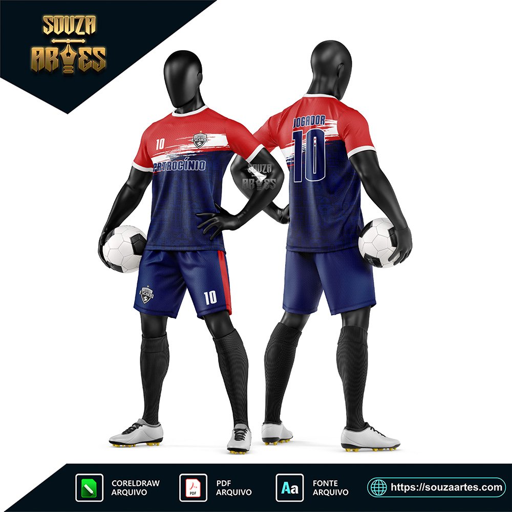 Arte Vetor Camisa e Short para Uniforme de Futebol Amador