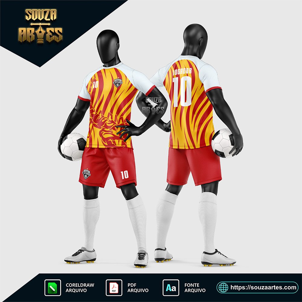 Arte Vetor Estampa Uniforme de Time de Futebol Amador 2026