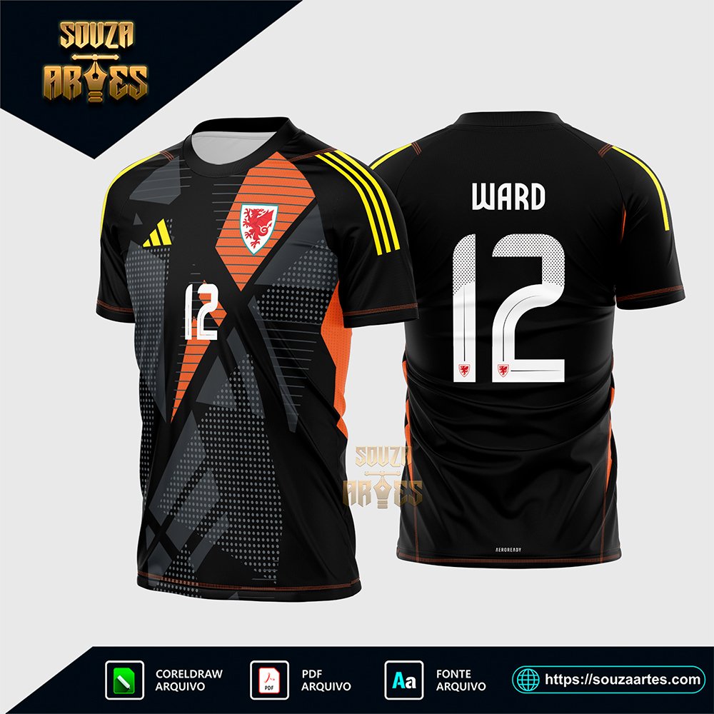 Arte Vetor Camisa Pais de Gales Goleiro 2024 - 2025