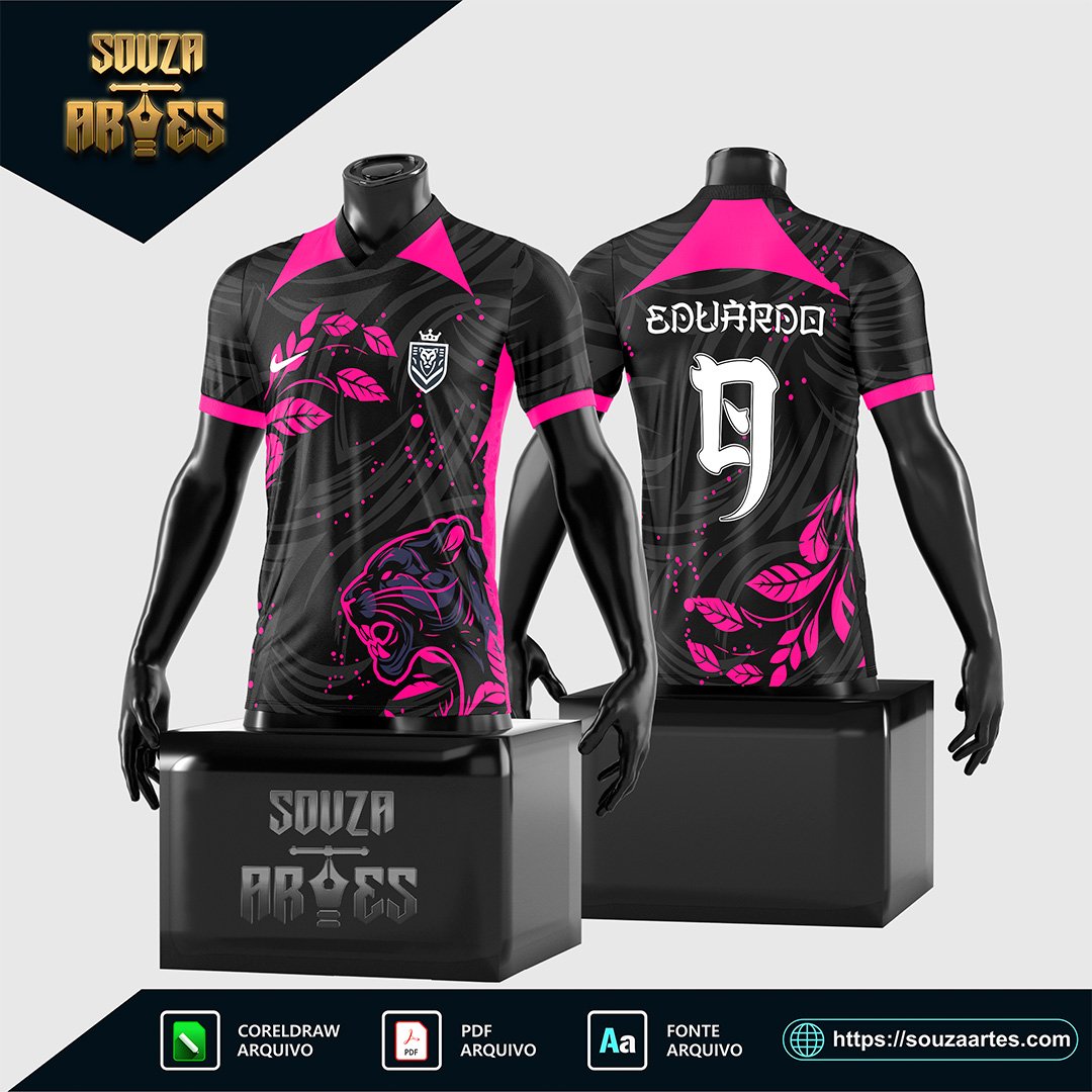 Arte Vetor Camisa interclasse Pantera Floral 2025