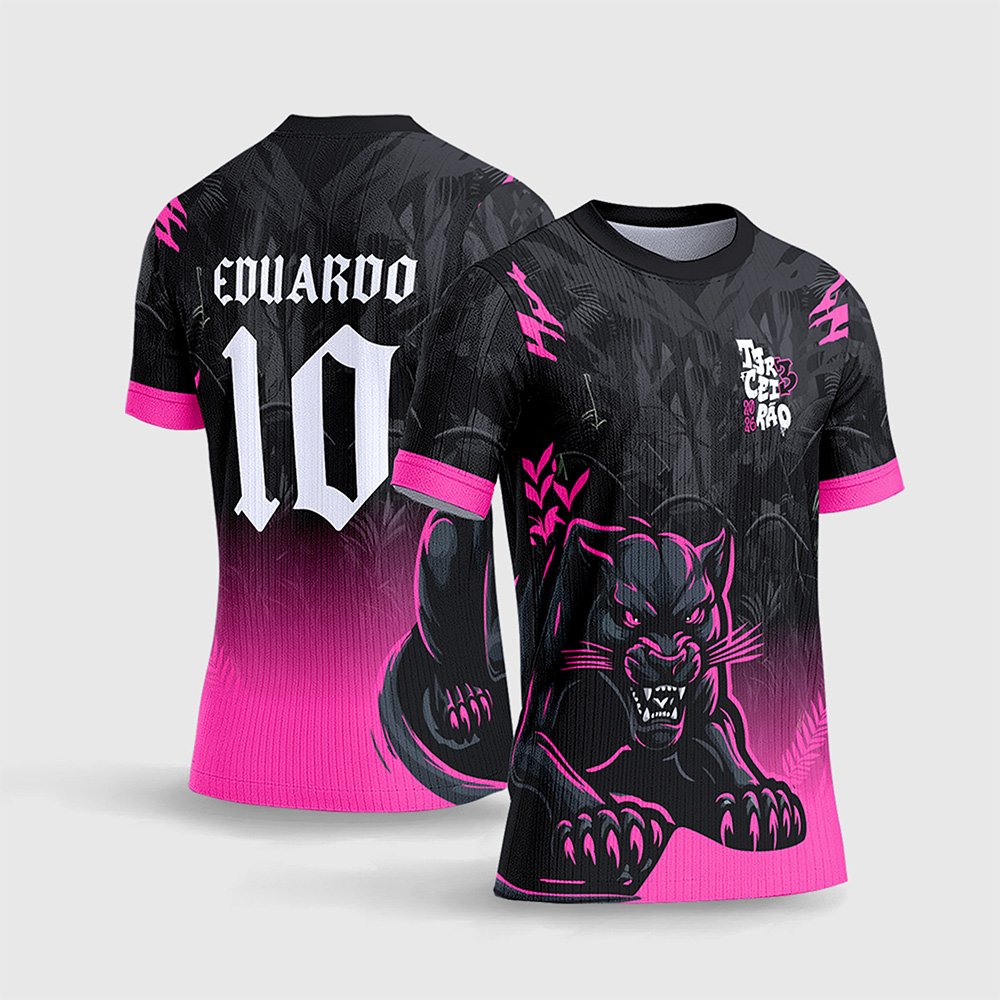 Arte Camisa Terceirão Pantera Negra Estilo Degrade Rosa