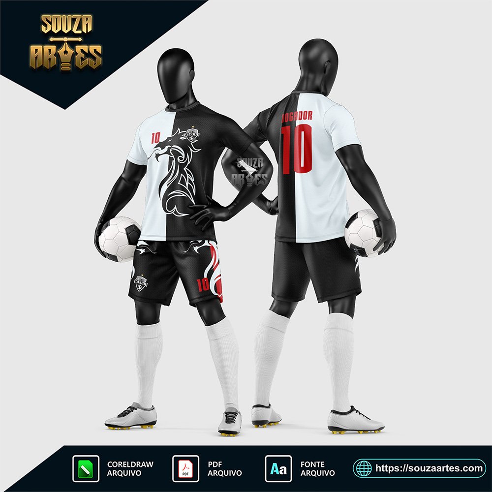 Arte Vetor Estampa Uniforme de Time de Futebol Amador 2026