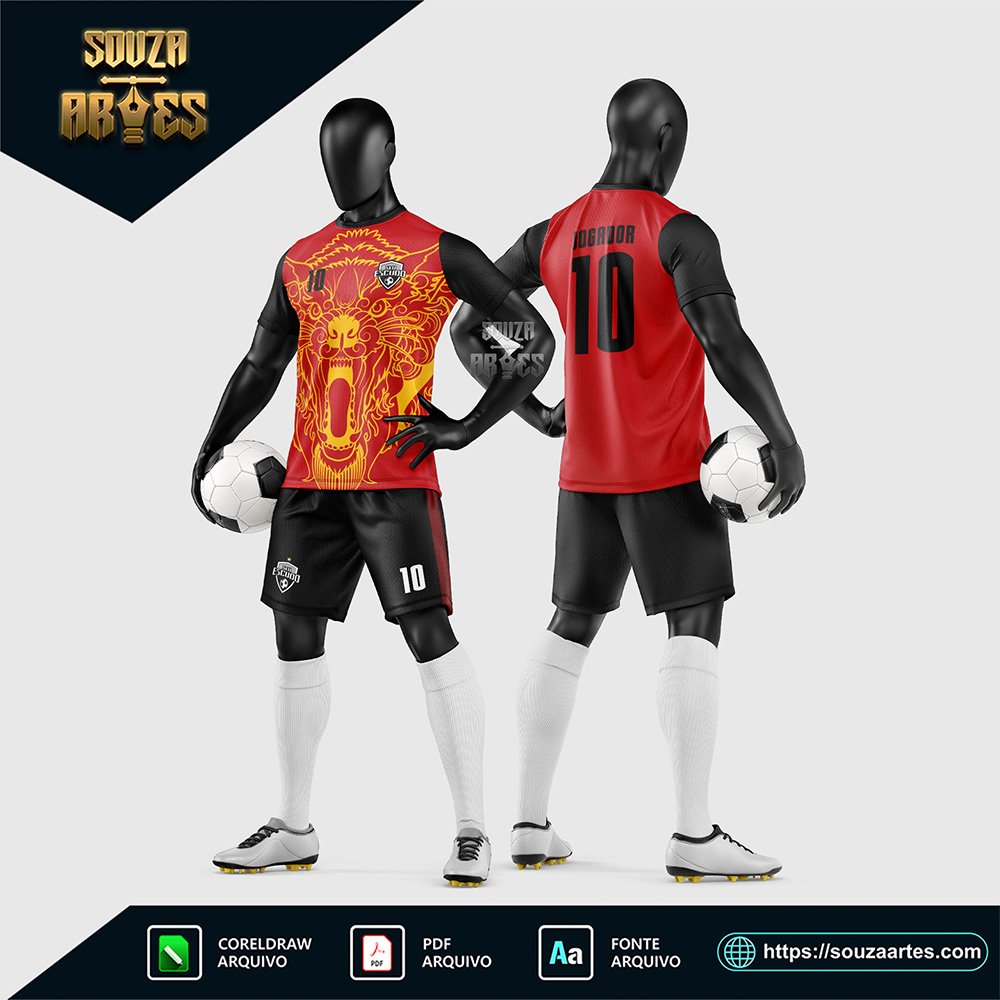 Arte Vetor Estampa Uniforme de Time de Futebol Amador 2026