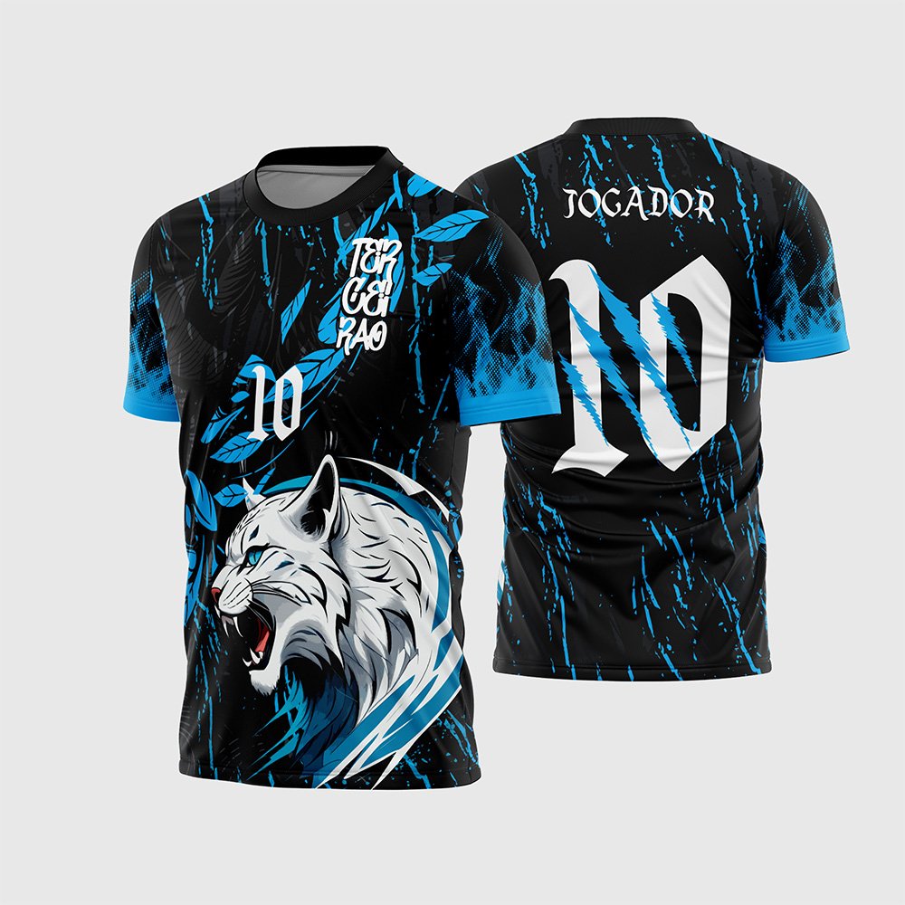 Arte Vetor Camisa Interclasse Lince Preto com Azul Terceirão - Jogos Internos 2026