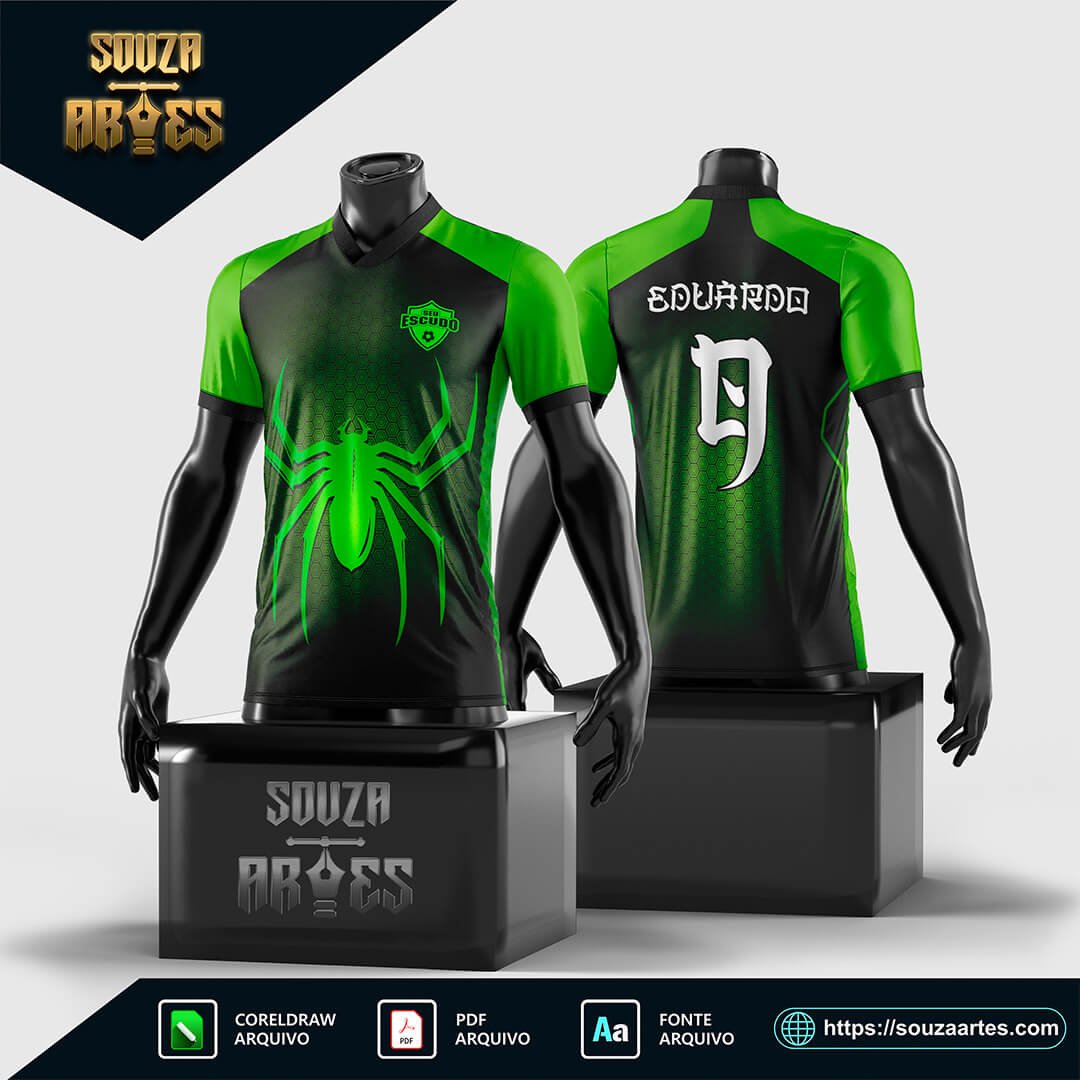 Arte Vetor Camisa Aranha Verde Interclasse 2024 - 2025